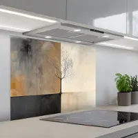 KitchenYeah Spatscherm 90x70 cm - Zelfklevende achterwand Boom - Vlakken - Takken - Kleurverloop - Keuken muurbeschermer - Spatwand fornuis