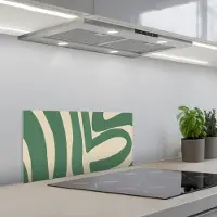KitchenYeah Spatscherm 70x30 cm - Zelfklevende achterwand Groen - Kunst - Abstract - Keuken muurbeschermer - Spatwand fornuis