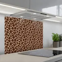KitchenYeah Spatscherm 80x60 cm - Zelfklevende achterwand Patroon - Giraf - Bruin - Keuken muurbeschermer - Spatwand fornuis