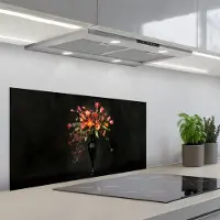 KitchenYeah Spatscherm 80x40 cm - Zelfklevende achterwand Sierlijk - Boeket - Vaas - Keuken muurbeschermer - Spatwand fornuis