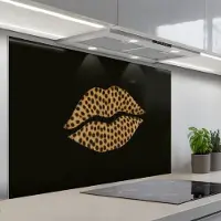 KitchenYeah Spatscherm 120x80 cm - Zelfklevende achterwand lip - Zwart - Panterprint - Keuken muurbeschermer - Spatwand fornuis