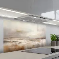 KitchenYeah Spatscherm 120x60 cm - Zelfklevende achterwand Kunst - Industrieel - Grijs - Bruin - Abstract - Keuken muurbeschermer - Spatwand fornuis