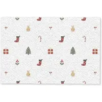 MuchoWow Deurmat 90x60 cm - Droogloopmat Illustratie - Kerstsymbolen - Wit - Mat voor binnen - Schoonloopmat - Deurmatten met print - Inloopmat