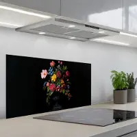KitchenYeah Spatscherm 80x40 cm - Zelfklevende achterwand Bloemen - Vrolijk - Vaas - Keuken muurbeschermer - Spatwand fornuis