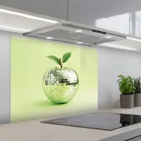 KitchenYeah Spatscherm 80x60 cm - Zelfklevende achterwand Groen - Disco - Decoratie - Appel - Keuken muurbeschermer - Spatwand fornuis