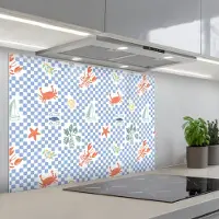 KitchenYeah Spatscherm 90x60 cm - Zelfklevende achterwand Zee - Sfeer - Zeilboot - Blauw - Keuken muurbeschermer - Spatwand fornuis