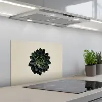 KitchenYeah Spatscherm 60x40 cm - Zelfklevende achterwand Rozet - Cirkelvormig - Donkergroen - Keuken muurbeschermer - Spatwand fornuis