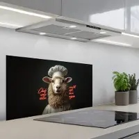 KitchenYeah Spatscherm 90x45 cm - Zelfklevende achterwand Schaap - Kokskleding - Neon - Quote - Keuken muurbeschermer - Spatwand fornuis