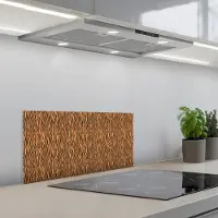 KitchenYeah Spatscherm 70x30 cm - Zelfklevende achterwand Tijger - Oranje - Patroon - Strepen - Keuken muurbeschermer - Spatwand fornuis
