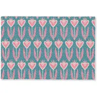 MuchoWow Deurmat 90x60 cm - Droogloopmat Blauw - Retro - Patroon - Hartjes - Mat voor binnen - Schoonloopmat - Deurmatten met print - Inloopmat