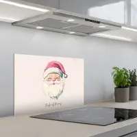 KitchenYeah Spatscherm 60x40 cm - Zelfklevende achterwand Kerstman - Kerst - Quote - Beige - Keuken muurbeschermer - Spatwand fornuis