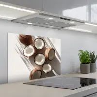 KitchenYeah Spatscherm 70x55 cm - Zelfklevende achterwand Kokosnoten - Bruin - Shaduw - Keuken muurbeschermer - Spatwand fornuis