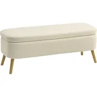HOMCOM -Opbergpoef-Fleece Teddy (100% polyester)-120x42x45cm-Beige