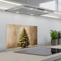 KitchenYeah Spatscherm 60x40 cm - Zelfklevende achterwand Kerst - Sfeer - Groen - Keuken muurbeschermer - Spatwand fornuis