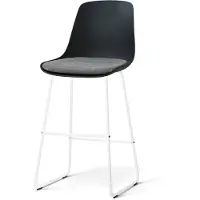 Nolon Nino-Liv barkruk zwart met zeegrijs Zitkussen - wit onderstel - 75 cm
