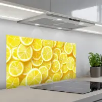 KitchenYeah Spatscherm 100x50 cm - Zelfklevende achterwand Citroenen - Geel - Zomers - levendig - Keuken muurbeschermer - Spatwand fornuis