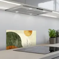 KitchenYeah Spatscherm 60x30 cm - Zelfklevende achterwand Abstract - Landschap - Zon - Kunst - Keuken muurbeschermer - Spatwand fornuis