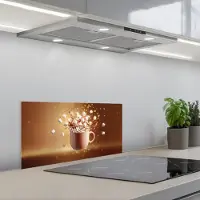KitchenYeah Spatscherm 70x30 cm - Zelfklevende achterwand Chocomelk - Drinken - Warm - Bruin - Keuken muurbeschermer - Spatwand fornuis