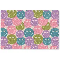 MuchoWow Deurmat 60x40 cm - Droogloopmat Patroon - Smiley - Kleurrijk - Hartjes - Mat voor binnen - Schoonloopmat - Deurmatten met print - Inloopmat