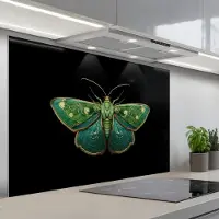 KitchenYeah Spatscherm 120x80 cm - Zelfklevende achterwand Mot - Levendig - Groen - Keuken muurbeschermer - Spatwand fornuis