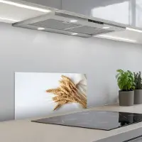 KitchenYeah Spatscherm 60x30 cm - Zelfklevende achterwand Graan - Geel - Wit - Natuur - Stilleven - Keuken muurbeschermer - Spatwand fornuis