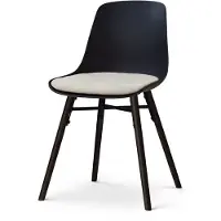 Nolon Nena-Liv Eetkamerstoel zwart met naturelbeige Zitkussen - zwart houten onderstel