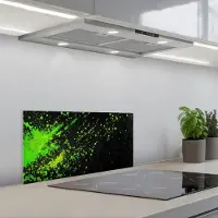 KitchenYeah Spatscherm 70x30 cm - Zelfklevende achterwand Gaming - Spetters - Groen - Chaotisch - Groen - Keuken muurbeschermer - Spatwand fornuis