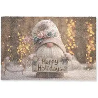 MuchoWow Deurmat 60x40 cm - Droogloopmat Kerst - Gnome - Bord - Kleurrijk - Mat voor binnen - Schoonloopmat - Deurmatten met print - Inloopmat