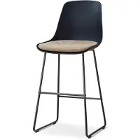 Nolon Nino-Liv barkruk zwart met nougatbruin Zitkussen - zwart onderstel - 75 cm