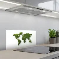KitchenYeah Spatscherm 60x30 cm - Zelfklevende achterwand Wereldkaart - Gras textuur - Keuken muurbeschermer - Spatwand fornuis