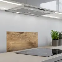 KitchenYeah Spatscherm 70x30 cm - Zelfklevende achterwand Hout - Bruin - Houtlook - Keuken muurbeschermer - Spatwand fornuis