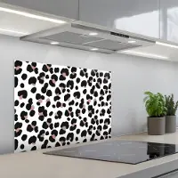 KitchenYeah Spatscherm 70x55 cm - Zelfklevende achterwand Vlekken - Zwart - Onregelmatig - Luipaard - Keuken muurbeschermer - Spatwand fornuis