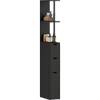 HOMCOM -Badkamerkast-MDF-15x33x136cm-Zwart