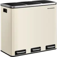 Songmics Afvalscheidingssysteem – 3 compartimenten (3×18L) – Met deksels – Zandbeige