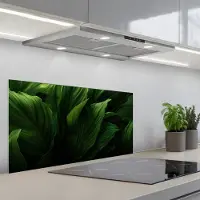 KitchenYeah Spatscherm 90x45 cm - Zelfklevende achterwand Bladeren - Schaduw - Groen - Textuur - Keuken muurbeschermer - Spatwand fornuis