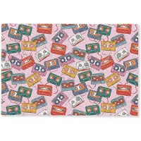 MuchoWow Deurmat 60x40 cm - Droogloopmat Cassette - Patroon - Roze - Mat voor binnen - Schoonloopmat - Deurmatten met print - Inloopmat