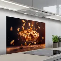 KitchenYeah Spatscherm 100x65 cm - Zelfklevende achterwand Appel - Taart - Warm - Eten - Keuken muurbeschermer - Spatwand fornuis