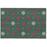 MuchoWow Deurmat 90x60 cm - Droogloopmat Illustratie - Sneeuwvlokken - Groen - Mat voor binnen - Schoonloopmat - Deurmatten met print - Inloopmat