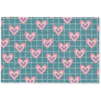 MuchoWow Deurmat 90x60 cm - Droogloopmat Hartjes - Raster - Patroon - Blauw - Mat voor binnen - Schoonloopmat - Deurmatten met print - Inloopmat