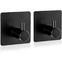 Orion Zelfklevende Haak Zwart RADKA 4,5x4,5 cm 2 stuks - Haken - Handdoekhaak - Haakjes - Wandhaakjes - Ophanghaken