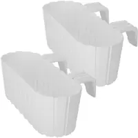 KOTARBAU Serie - Ovale Balkon Bloembakken - Rustiek Wit - 40 cm - Set van 2