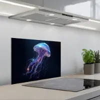 KitchenYeah Spatscherm 60x45 cm - Zelfklevende achterwand Tentakels - Kwal - Paars - Sprankeling - Keuken muurbeschermer - Spatwand fornuis