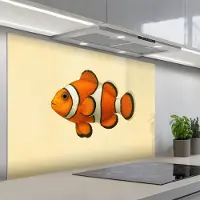 KitchenYeah Spatscherm 120x80 cm - Zelfklevende achterwand Vis - Oranje - Strepen - Keuken muurbeschermer - Spatwand fornuis