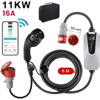 Junsun Hexinex Draagbare 11kW 16A 6M 3-Fase EV Laadkabel - Type 2 Laadpaal , APP-besturing, Schakelbare stroom, 1* Adapter - IEC62196-2 & IP65