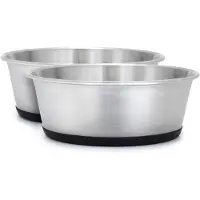 Lionto set van 2 voerbak, roestvrij staal, antislip & vaatwasmachinebestendig, 2800 ml