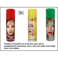 Avento 3x Haarspray rood/geel/groen 125 ml - Festival thema feest carnaval haar kleurspray party