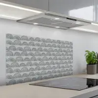 KitchenYeah Spatscherm 100x50 cm - Zelfklevende achterwand Grijs - Bogen - Patroon - Keuken muurbeschermer - Spatwand fornuis