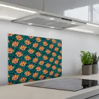 KitchenYeah Spatscherm 70x50 cm - Zelfklevende achterwand Groen - Disco - Patroon - Keuken muurbeschermer - Spatwand fornuis
