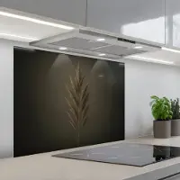 KitchenYeah Spatscherm 80x60 cm - Zelfklevende achterwand Tak - Pluimgras - Donkerbruin - Keuken muurbeschermer - Spatwand fornuis