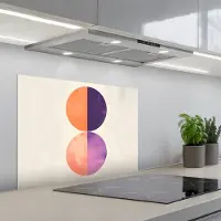 KitchenYeah Spatscherm 70x55 cm - Zelfklevende achterwand Abstract - Cirkels - Paars - Keuken muurbeschermer - Spatwand fornuis